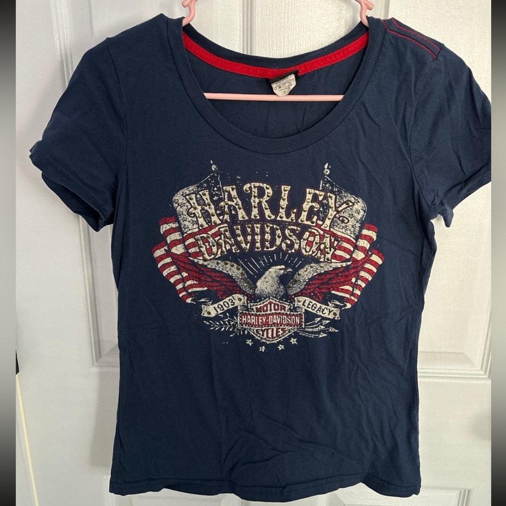 Harley Davidson women’s T-shirt, blue, size small